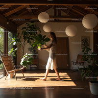 Serene Living Room with House Plants and Natural Light