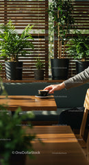 Relaxing in a Cozy Cafe with Indoor Greenery