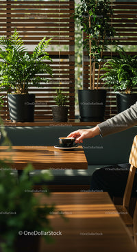 Relaxing in a Cozy Cafe with Indoor Greenery