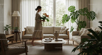 Elegant Living Room with Monstera and Natural Light