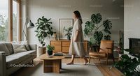 Modern Living Room with Indoor Plants and Cozy Atmosphere