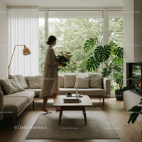 Modern Living Room with Monstera and Minimalist Design