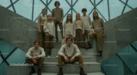 Group of Young Adults in Neutral Tones on Staircase