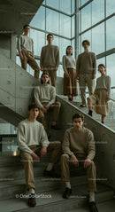 Stylish Group of Young Adults in Modern Interior Setting