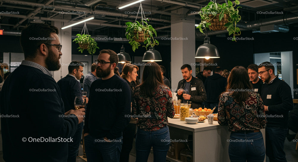 Casual Networking Event in a Modern Office Setting