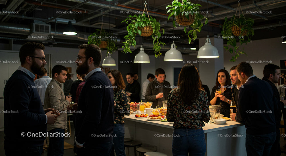 Casual Office Gathering with Colleagues Socializing
