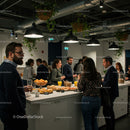 Casual Office Gathering with Snacks and Drinks