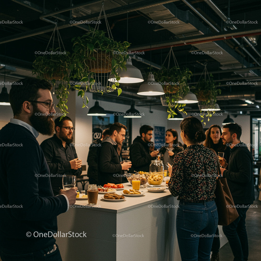 Colleagues Socializing at an Office Gathering