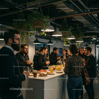 Colleagues Socializing at an Office Gathering