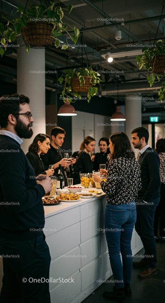 Networking współpracowników podczas spotkania w biurze