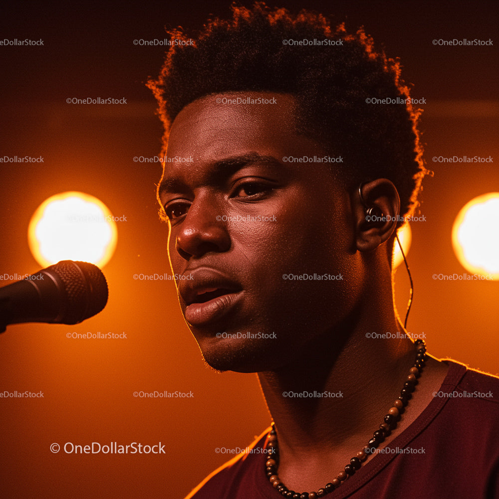 Male Singer Performing Under Warm Stage Lights