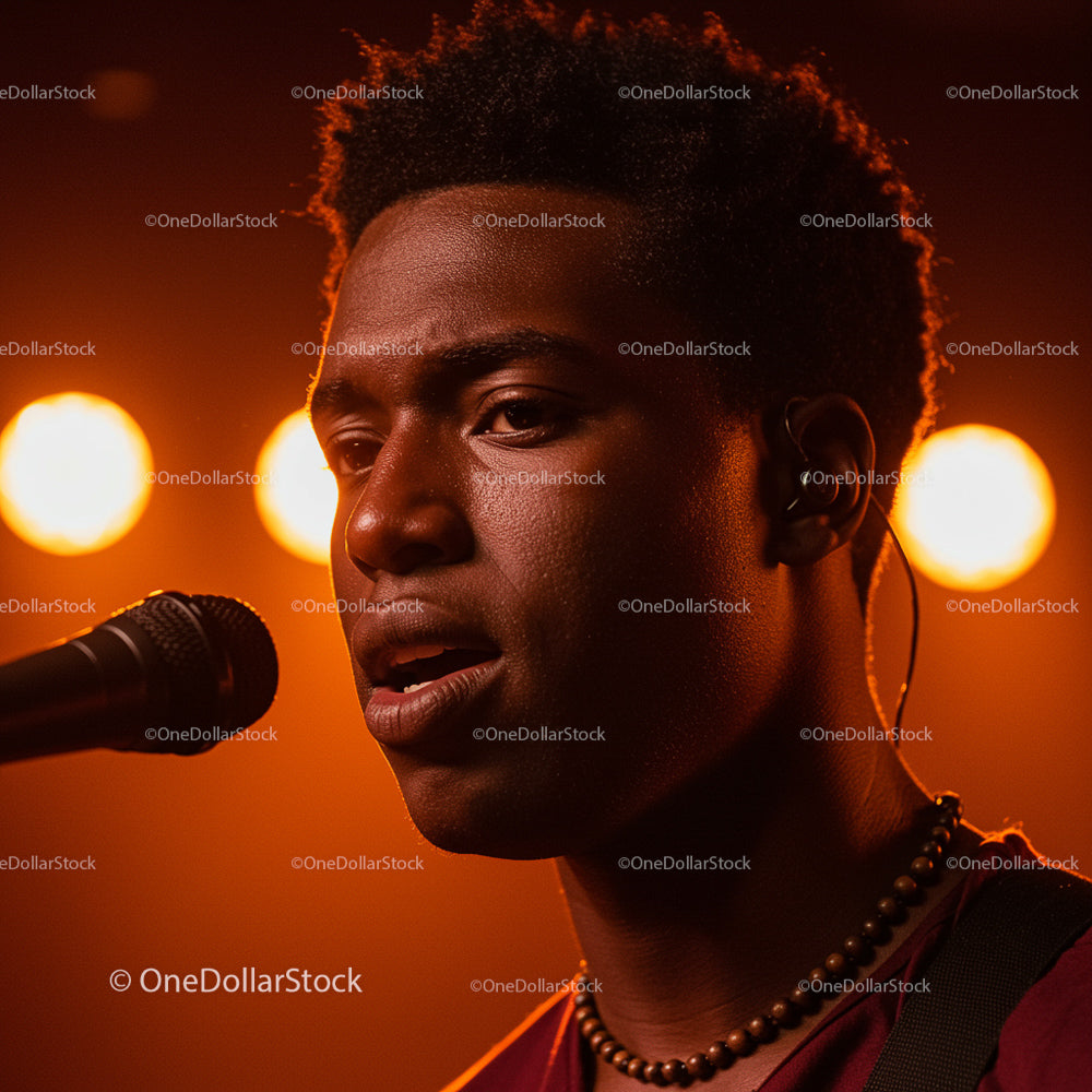 Energetic Singer Performing Under Warm Stage Lights