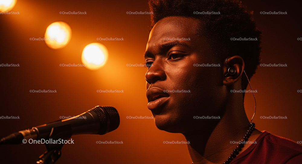 Young Male Singer Performing Under Warm Stage Lights