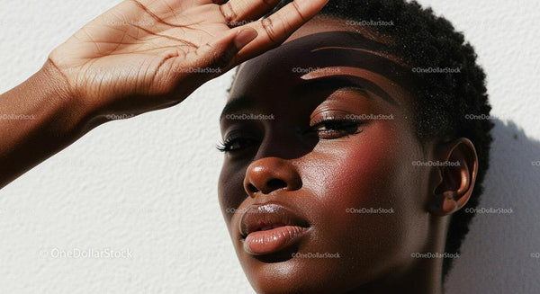 Elegant Woman Shaded by Sunlight with Poised Expression