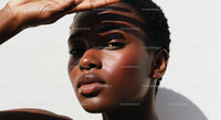 Elegant Woman with Shadows on Her Face in Sunlight