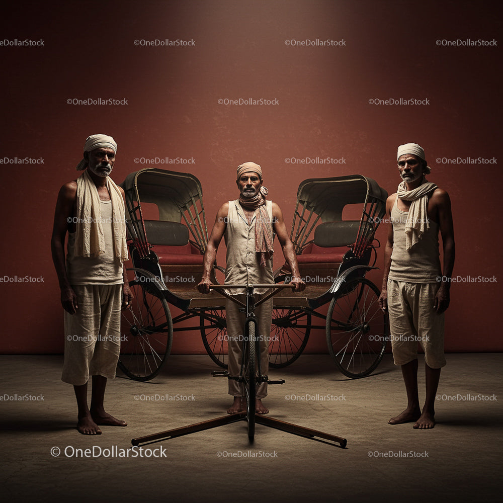 Portrait of Rickshaw Pullers in Traditional Attire
