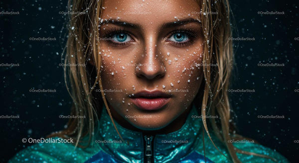 Striking Portrait of a Woman with Snow Effect