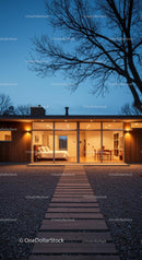 Modern Home with Warm Lighting During Twilight
