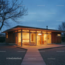 Modern Home with Warm Lighting During Twilight