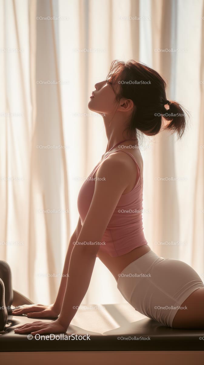 Woman Practicing Yoga Pose in Sunlit Room