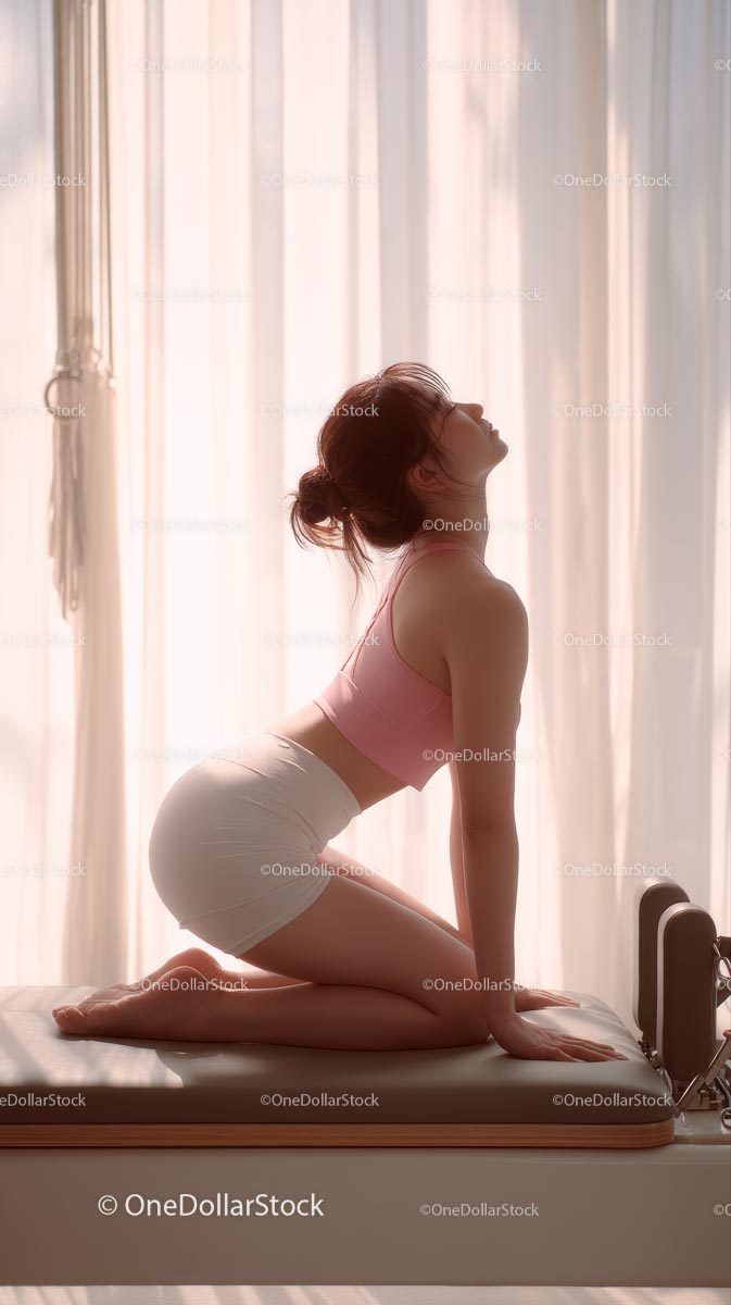 Woman Practicing Yoga in Sunlit Room