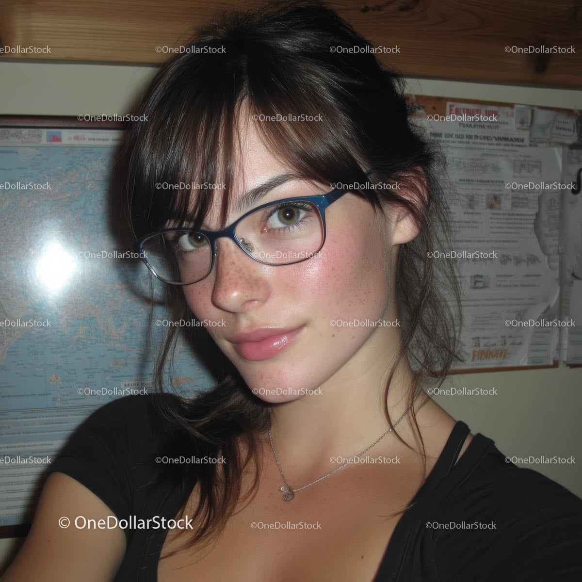 Confident Young Woman with Glasses in Home Setting