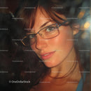 Portrait of a Woman with Glasses and Freckles