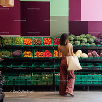 Woman Choosing Fresh Produce at Grocery Store