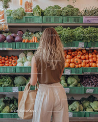 Woman Choosing Fresh Vegetables at Grocery Store