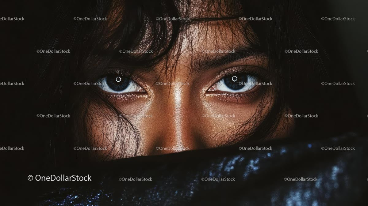 Captivating Blue Eyes with Intense Gaze Close-Up