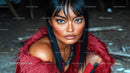 Elegant Woman in Vibrant Red Fur Coat