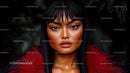 Portrait of a Woman in a Red Coat with Intense Gaze