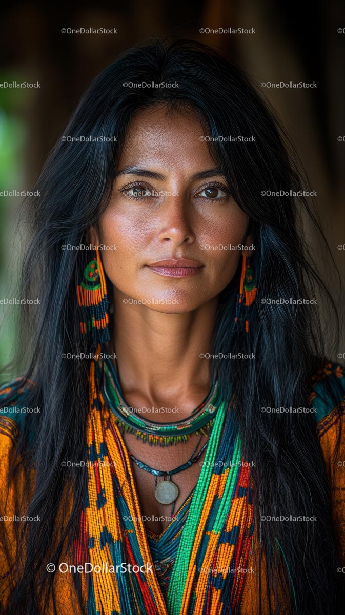Portret kobiety w kolorowym tradycyjnym stroju