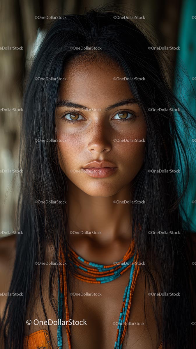Captivating Portrait of a Young Woman with Ethnic Necklace