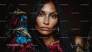 Elegant Woman in Stylish Attire with Intense Eyes