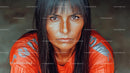 Intense Gaze of a Woman with Long Dark Hair