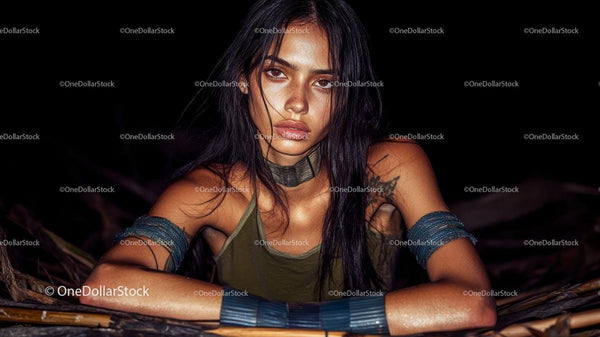 Intensywny Portret Kobiety w Modzie Tribal