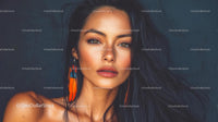 Elegant Woman with Vibrant Earrings and Stylish Makeup