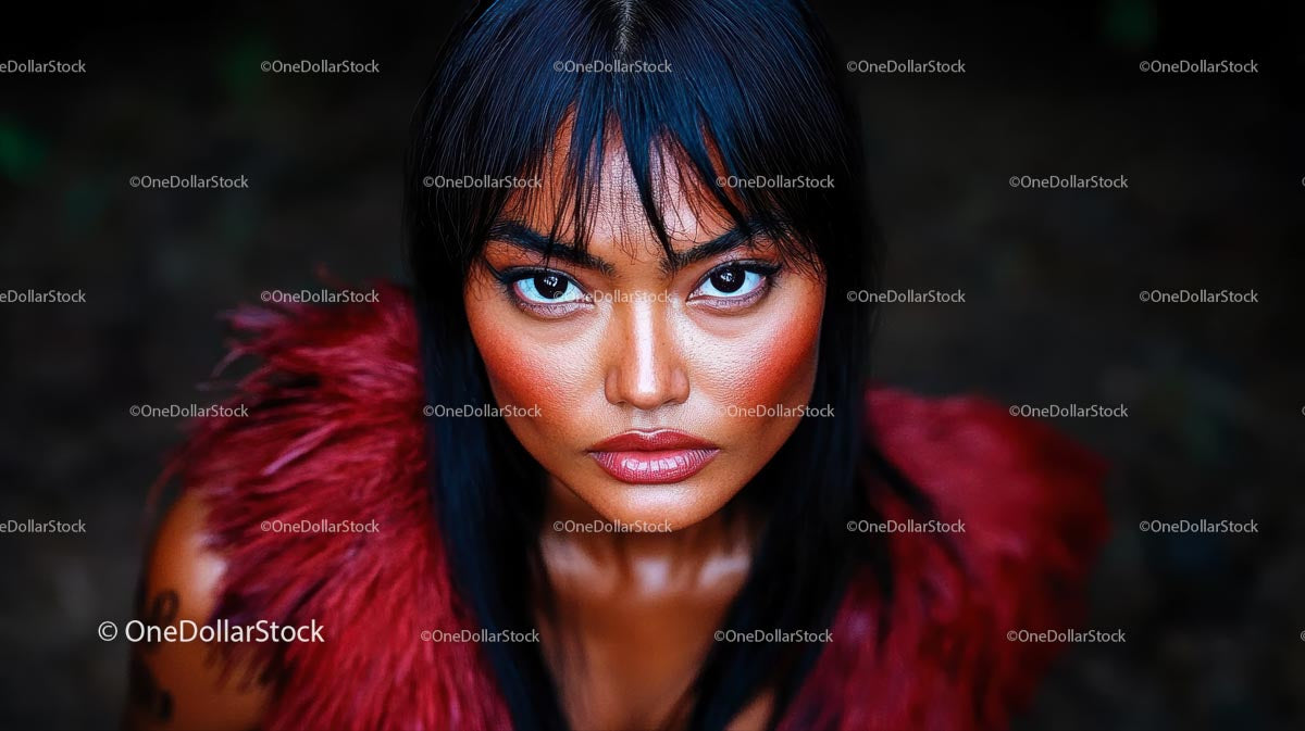 Intense Portrait of a Woman with Bold Makeup
