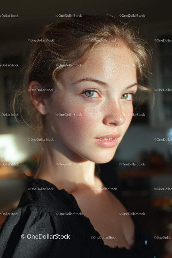 Młoda Kobieta w Naturalnym Świetle z Introspektywnym Spojrzeniem