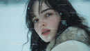 Portrait of a Woman in the Snow with Serene Expression