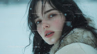 Portrait of a Woman in the Snow with Serene Expression