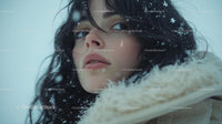 Serene Woman in Snowy Winter Portrait