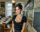 Smiling Young Woman in a Vintage Library Setting