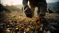 Hand Collecting Colorful Pebbles in Morning Light