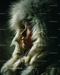 Portrait of a Person in a Fur Hat Against Dark Background