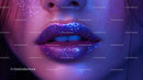 Close-Up of Glittering Purple Lips with Glamorous Makeup