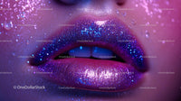Sparkling Glitter Lips in Vibrant Purple and Blue Tones