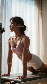 Young Woman Practicing Yoga Indoors in Peaceful Setting