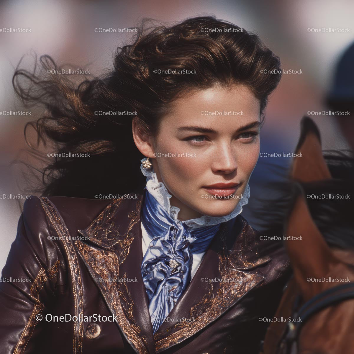 Elegant Woman in Equestrian Attire on Horseback